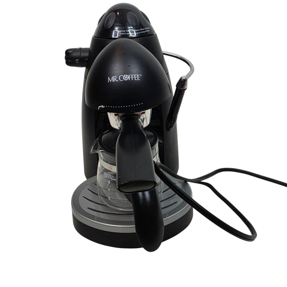 Mr. Coffee ECM20 Black Espresso Machine 4 Cup Cappuccino Maker Frother Steam